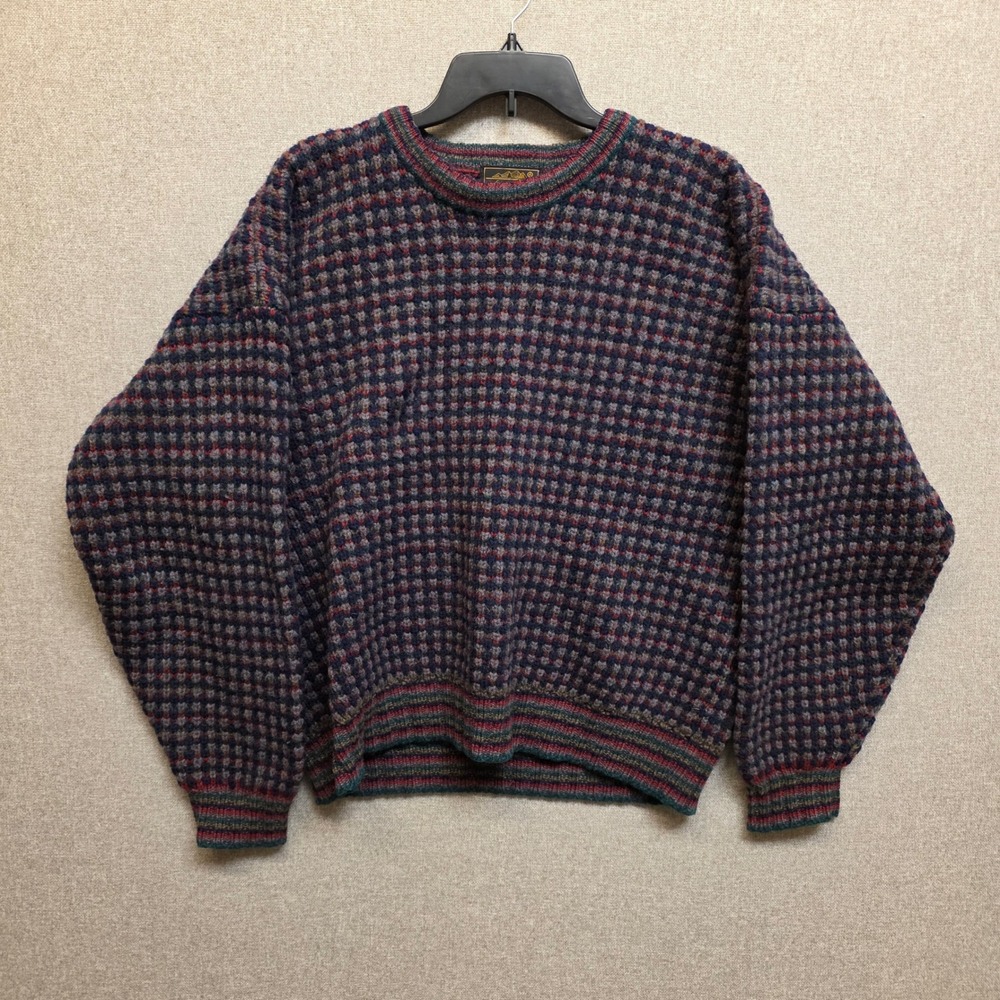 Vintage Eddie Bauer Mens XL Shetland Wool Sweater Multicolor Crewneck 90s Y2K